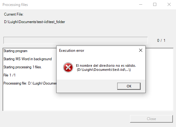 The directory name is invalid