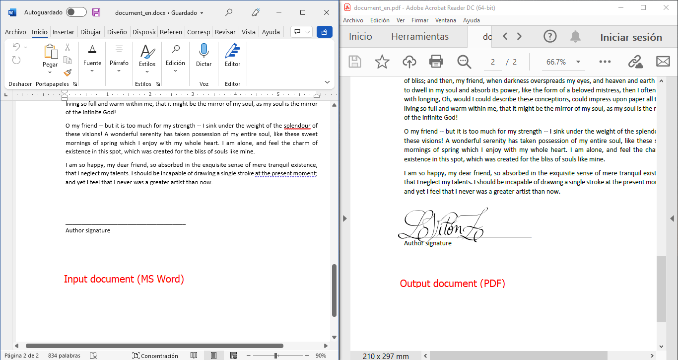 Input vs output document files